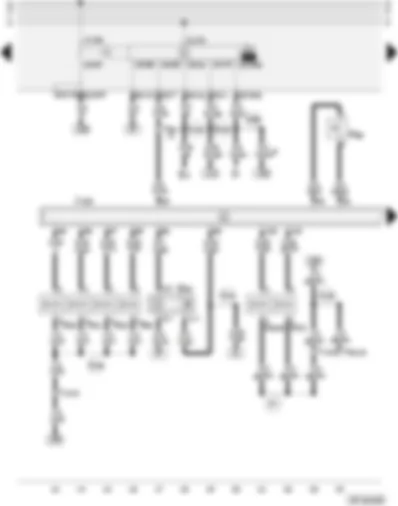 Wiring Diagram  AUDI A3 2003 - Motronic control unit - fuel pump relay - injectors - Hall sender - Hall sender - charge pressure control solenoid valve - divert air valve