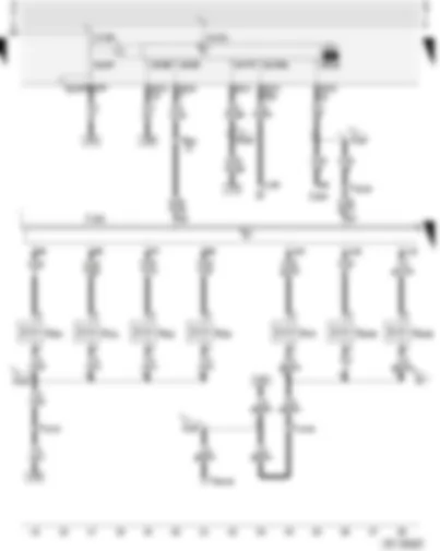Wiring Diagram  AUDI A3 2002 - Motronic control unit - fuel pump relay - injectors - solenoid valves