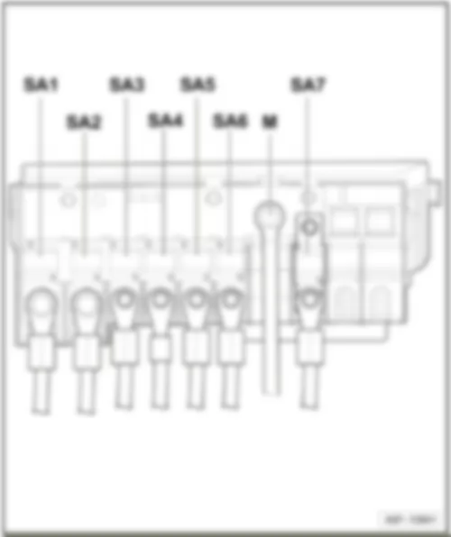AUDI A3 2006 Main fuse holder: Position fuse holder A SA  on electronics box low, from November 2008