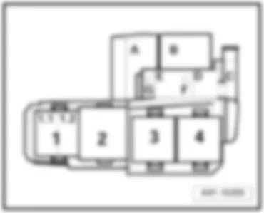AUDI A4 CABRIOLET 2006 Position of fuses, relay carrier (4-pin), engine codes BRC, BPW, BRF, BRE, from November 2005