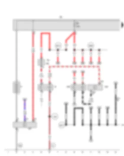 Wiring Diagram  AUDI A4 2008 - Battery - Heated rear window relay - Terminal 15 voltage supply relay - Battery monitor control unit - Convenience system central control unit - Fuse 1 in fuse holder A