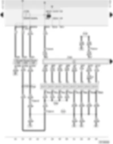 Wiring Diagram  AUDI A4 2002 - Motronic control unit - fuel pump relay - injectors - activated charcoal filter system solenoid valve 1 - secondary air inlet valve - inlet camshaft timing adjustment valve -1-