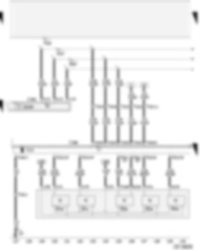 Wiring Diagram  AUDI A4 2001 - Convenience system central control unit - door control unit (driver’s side) with electric windows - electric window switches - vehicle inclination sender