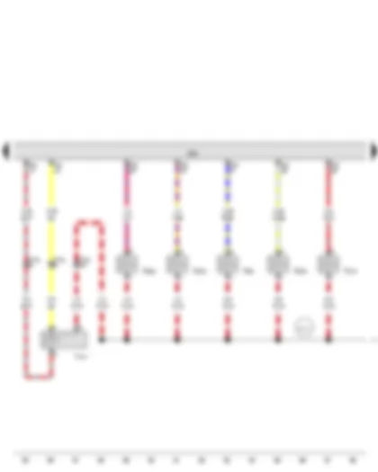 Wiring Diagram  AUDI A5 2008 - Engine control unit - Activated charcoal filter solenoid valve 1 - Left electrohydraulic engine mounting solenoid valve - Fuel metering valve - Variable intake manifold changeover valve - Fuel metering valve 2 - Fuel system diagnostic pump