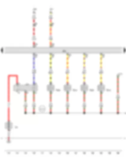 Wiring Diagram  AUDI A5 2008 - Continued coolant circulation relay - Engine control unit - Camshaft control valve 1 - Camshaft control valve 2 - Exhaust camshaft control valve 1 - Exhaust camshaft control valve 2 - Continued coolant circulation pump