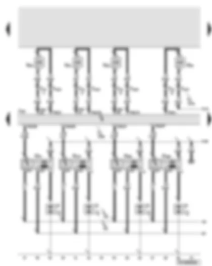 Wiring Diagram  AUDI A6 2006 - Engine control unit - injectors cylinder 1 up to 4 - ignition coils 1 up to 4 with output stage