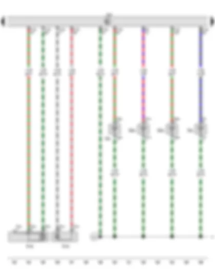 Wiring Diagram  AUDI A6 2016 - Coolant temperature sender - Radiator outlet coolant temperature sender - Knock sensor 3 - Knock sensor 4 - Oil temperature sender 2 - Temperature sender for engine temperature regulation - Engine control unit