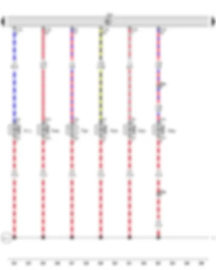 Wiring Diagram  AUDI A6 2016 - Map-controlled engine cooling system thermostat - Engine control unit - Secondary air inlet valve - Secondary air inlet valve 2 - Valve for oil pressure control - Coolant valve for cylinder head - Piston cooling jet control valve