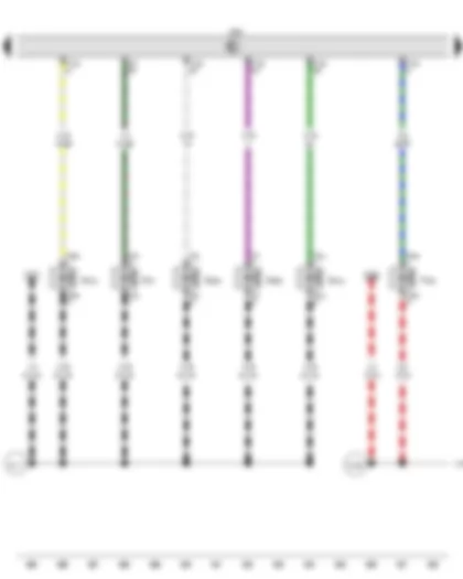 Wiring Diagram  AUDI A6 2016 - Inlet cam actuator 2 for cylinder 2 - Engine control unit - Charge pressure control solenoid valve - Camshaft control valve 1 - Exhaust camshaft control valve 1