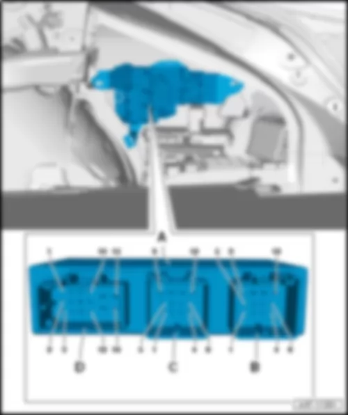 AUDI A7 2015 Fitting location, trailer detector control unit J345