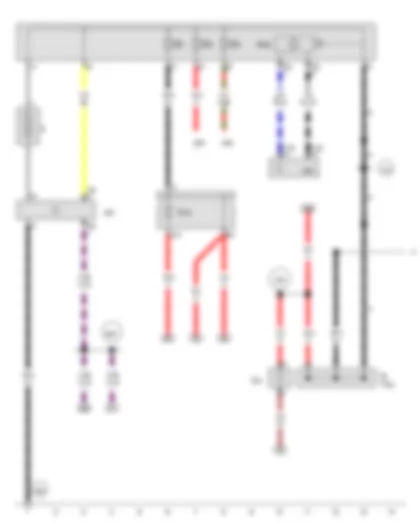 Wiring Diagram  AUDI A8 2010 - Battery - Suppression filter - Battery monitor control unit - Battery isolation igniter - Fuse 2