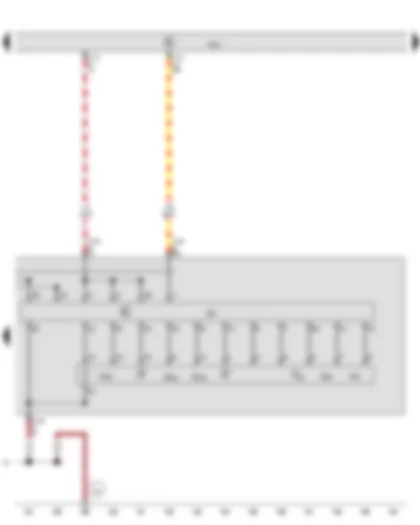 Wiring Diagram  AUDI A8 2015 - Output module 1 for right LED headlight - Temperature sender 1 for right headlight - Onboard supply control unit - Right headlight dipped beam bulb - Right static cornering light - Right headlight fan