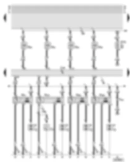 Wiring Diagram  AUDI A8 2002 - Motronic control unit - ignition coils - injectors for cylinders 1 - 4