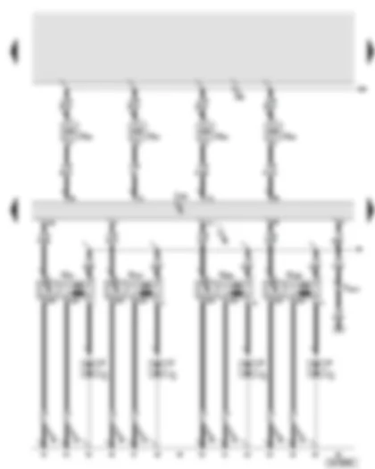 Wiring Diagram  AUDI A8 2003 - Engine control unit - ignition coils - injectors for cylinders 1 - 4