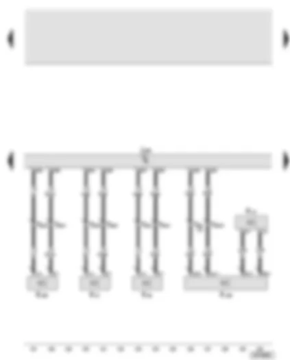 Wiring Diagram  AUDI A8 2003 - Digital sound package control unit - front left mid-range/treble loudspeaker - front right mid-range/treble loudspeaker - centre mid-range/treble loudspeaker - rear left mid-range/bass loudspeaker - rear left treble loudspeaker