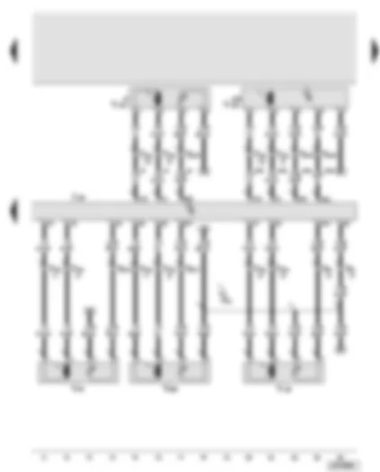 Wiring Diagram  AUDI A8 2003 - Seat adjustment with memory control unit - lumbar support longitudinal adjustment motor (driver’s seat) - upper backrest adjustment motor (driver) - backrest adjustment motor (driver’s seat) - lumbar support height adjustment motor for driver’s seat (with and