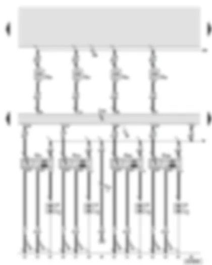 Wiring Diagram  AUDI A8 2003 - Engine control unit - injectors for cylinders 1 - 4 - ignition coils for cylinders 1 - 4