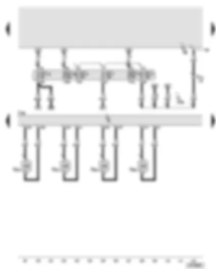 Wiring Diagram  AUDI A8 2003 - Diesel direct injection system control unit - injectors for cylinders 1 - 4 - 6 and 7 - fuses