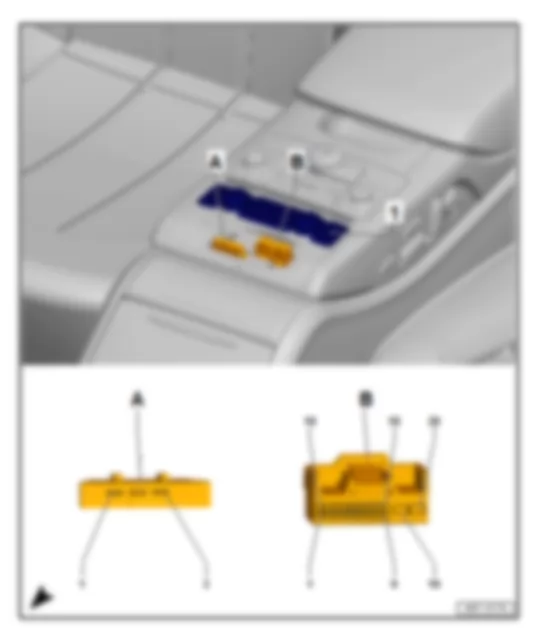 AUDI A8 2013 Место установки задней панели управления и индикации климатической установки E265