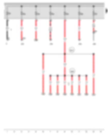 Wiring Diagram  AUDI Q3 2012 - Fuse 1 in fuse holder A - Fuse 2 in fuse holder A - Fuse 3 in fuse holder A - Fuse 4 in fuse holder A - Fuse 5 in fuse holder A - Fuse 6 in fuse holder A - Fuse 7 in fuse holder A