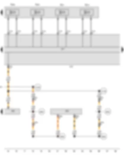Wiring Diagram  AUDI Q5 2015 - Automatic gearbox control unit - Data bus diagnostic interface - Valve 3 in sub-gearbox 2 - Valve 4 in sub-gearbox 2 - Cooling oil valve - Main pressure valve