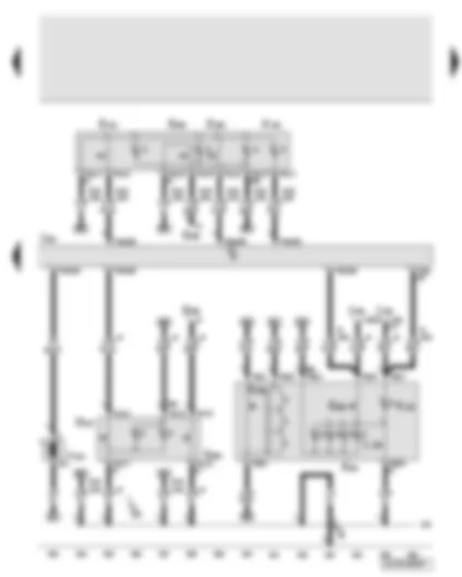 Wiring Diagram  AUDI Q7 2007 - Onboard supply control unit 2 - glove compartment button - display unit button - operating unit in front of centre console - parking aid button - parking aid warning lamp - glove compartment release motor