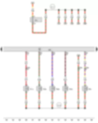 Wiring Diagram  AUDI Q7 2007 - Engine control unit - Activated charcoal filter solenoid valve 1 - Secondary air inlet valve - Secondary air inlet valve 2 - Fuel metering valve 2