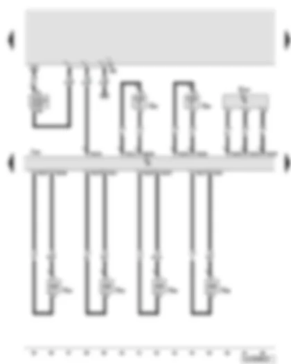 Wiring Diagram  AUDI Q7 2008 - Engine control unit - coolant temperature sender - fuel temperature sender - fuel pressure sender - injector - cylinder 1 - 4 - 6 and 7
