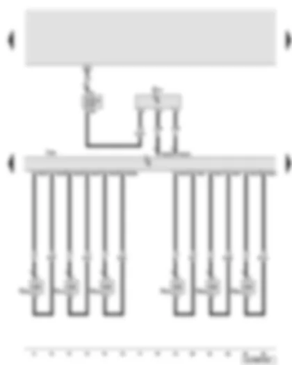 Wiring Diagram  AUDI Q7 2010 - Engine control unit - injectors for cylinders 1 up to 6 - air mass meter