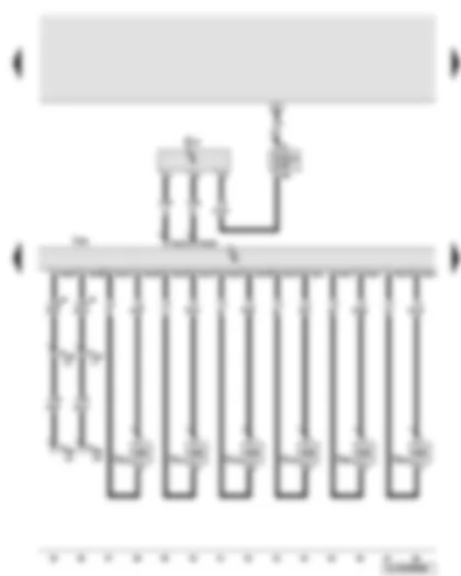 Wiring Diagram  AUDI Q7 2010 - Engine control unit - injectors for cylinders 1 up to 6 - air mass meter