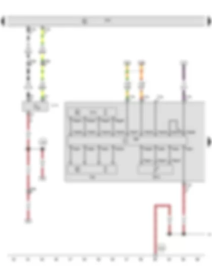 Wiring Diagram  AUDI Q7 2012 - Onboard supply control unit - Output module for left headlight - Left daytime running light bulb - Left headlight range control motor