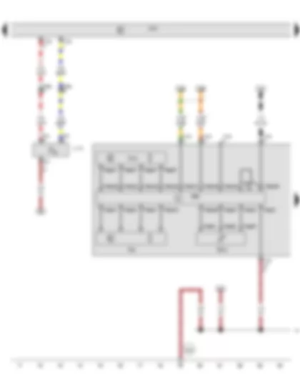 Wiring Diagram  AUDI Q7 2010 - Onboard supply control unit - Output module for right headlight - Right daytime running light bulb - Right headlight range control motor