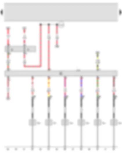 Wiring Diagram  AUDI Q7 2011 - Automatic glow period control unit - Glow plug 1 - Glow plug 2 - Glow plug 3 - Glow plug 4 - Glow plug 5 - Glow plug 6