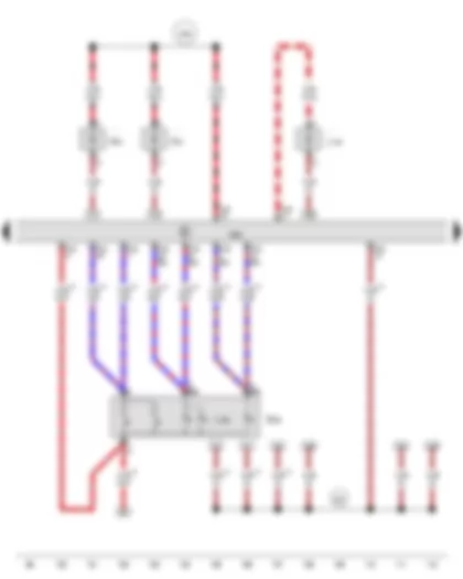 Wiring Diagram  AUDI TT 2008 - Driver side interior locking button for central locking system - Driver door control unit - Driver side door interior handle illumination bulb - Driver side door warning lamp - Front left entry light