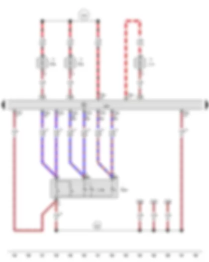 Wiring Diagram  AUDI TT 2007 - Front passenger side interior locking button for central locking system - Front passenger door control unit - Front passenger side door interior handle illumination bulb - Front right entry light - Front passenger side door warning lamp