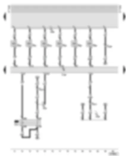 Wiring Diagram  AUDI TT 2003 - Motronic control unit - Motronic current supply relay - injectors for cylinders 1 - 6