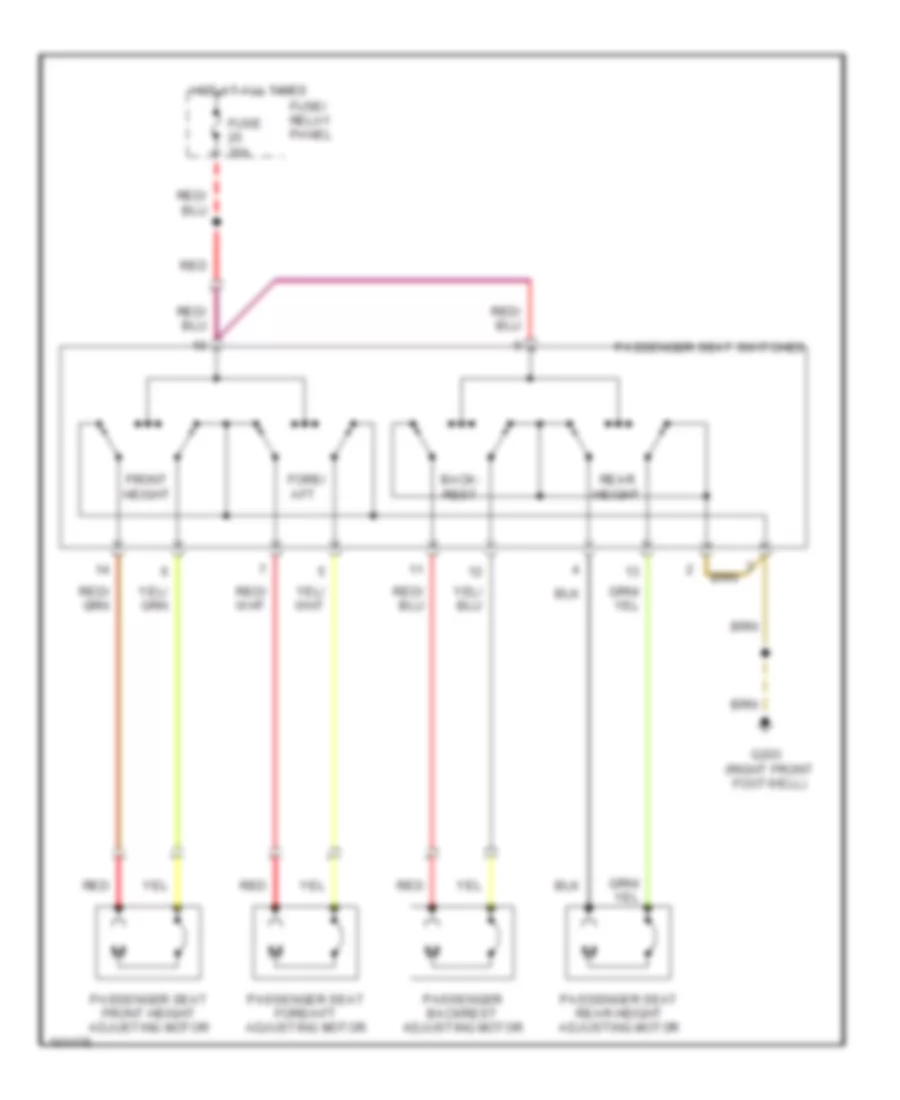 Электросхема привода пассажирского сиденья для Audi V8 Quattro 1992