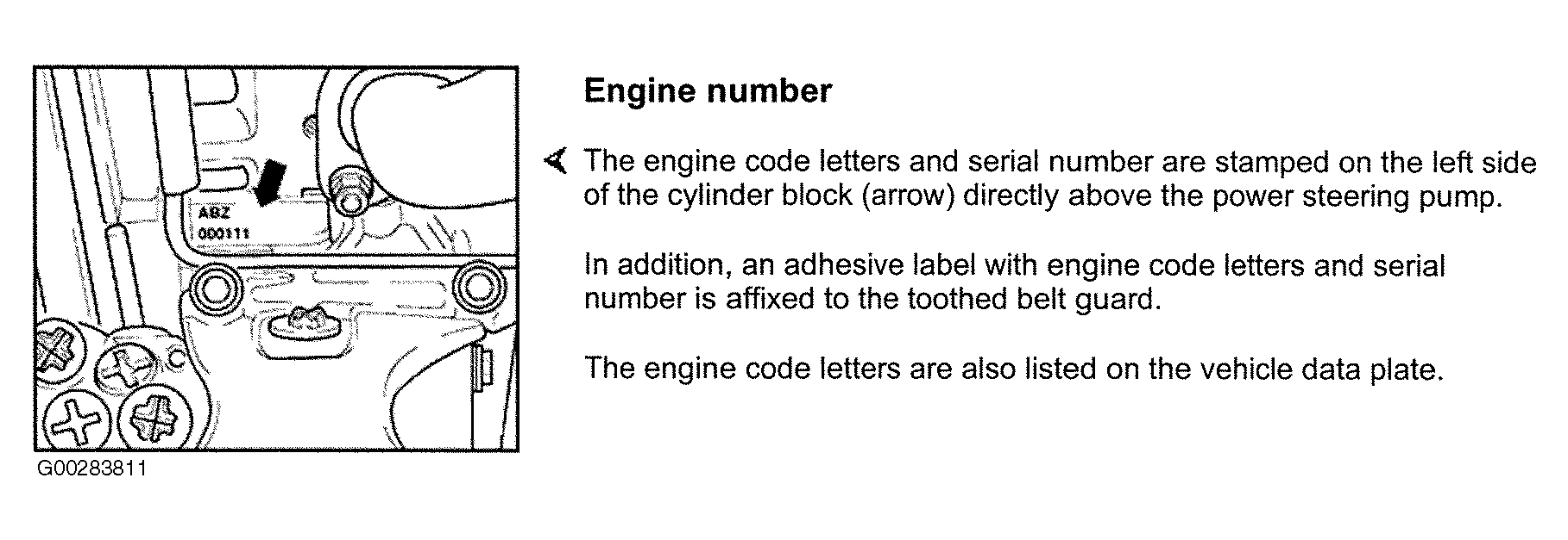 Audi A8 1998 - Component Locations -  Locating Engine Code (3.7L AEW & 4.2L ABZ)