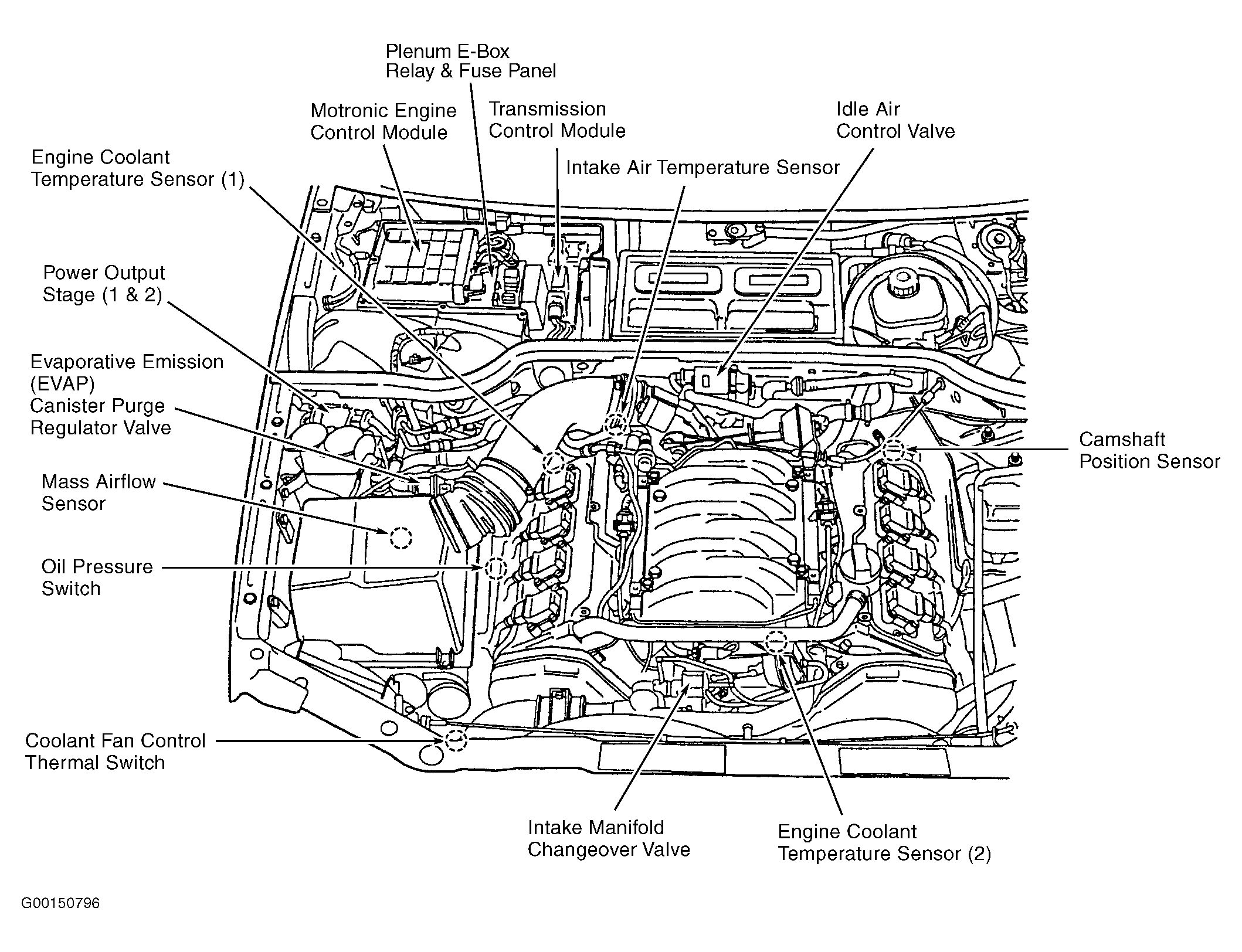 Audi A8 Quattro 1998 - Component Locations -  Engine Compartment