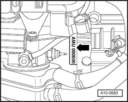 Audi TT 2005 - Component Locations -  Locating Engine Code And Serial Number (1.8L 4 Cyl. - Code AMU Shown)