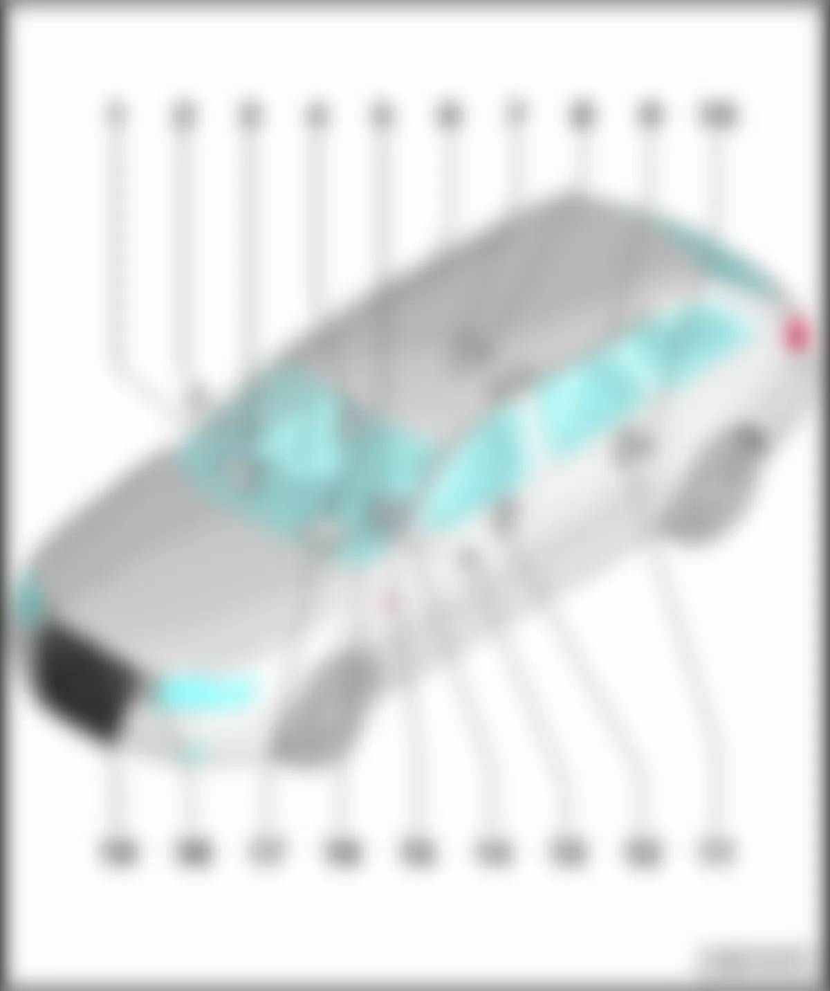 Audi A6 2009 - Component Locations -  Air Bag System Vehicle Overview (Avant Shown, Sedan Similar)