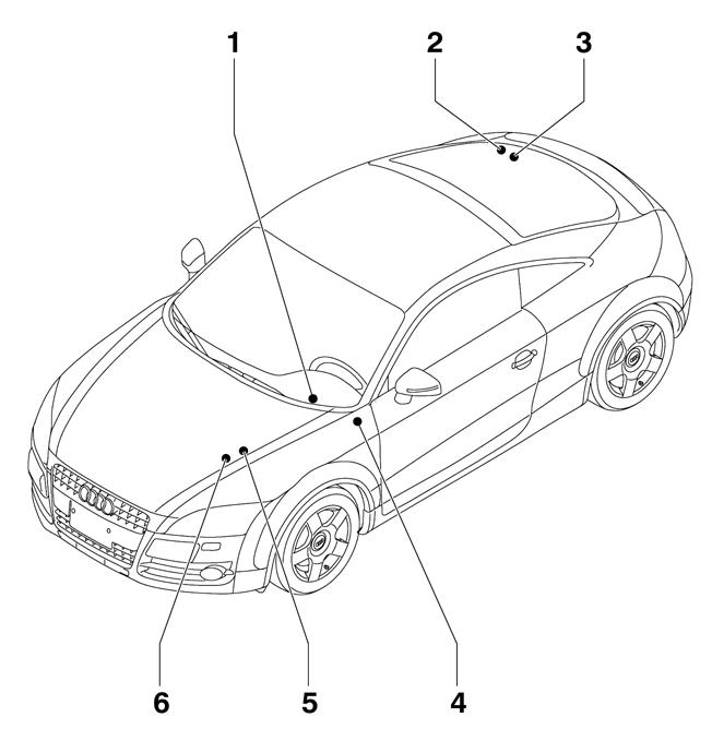 Audi TT Quattro 2010 - Component Locations -  Vehicle Overview