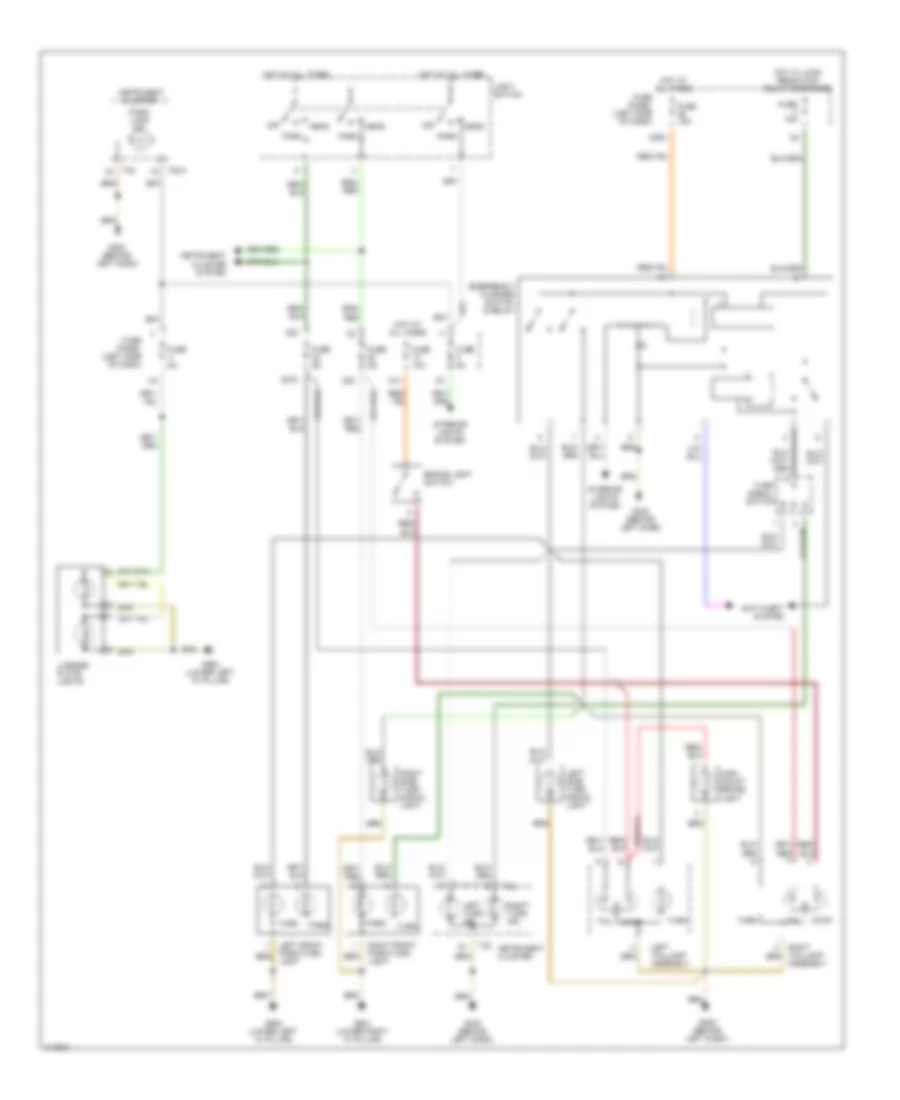 Exterior Lamps Wiring Diagram, without DRL for Audi A4 Quattro 1999