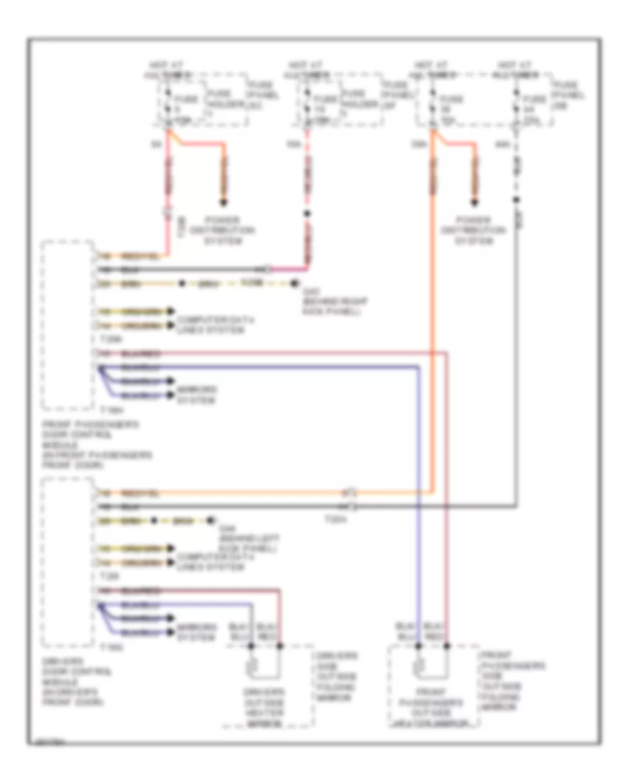 Heated Mirrors Wiring Diagram for Audi A6 3 2 2011