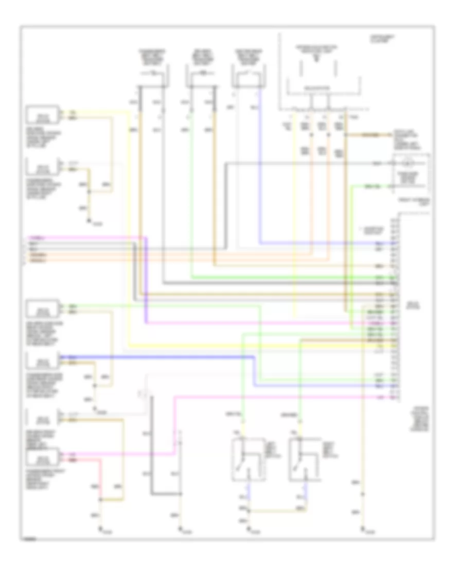 Supplemental Restraints Wiring Diagram, without Convertible (2 of 2) for Audi S4 Quattro 2004