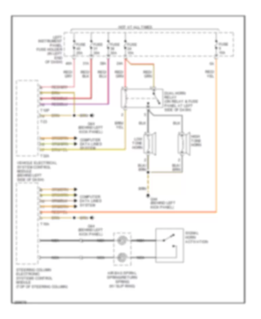 Horn Wiring Diagram for Audi A8 2011