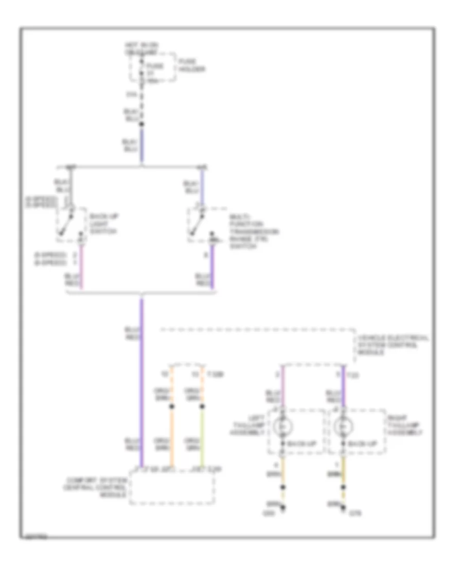 Back-up Lamps Wiring Diagram, Avant Late Production for Audi A4 2005