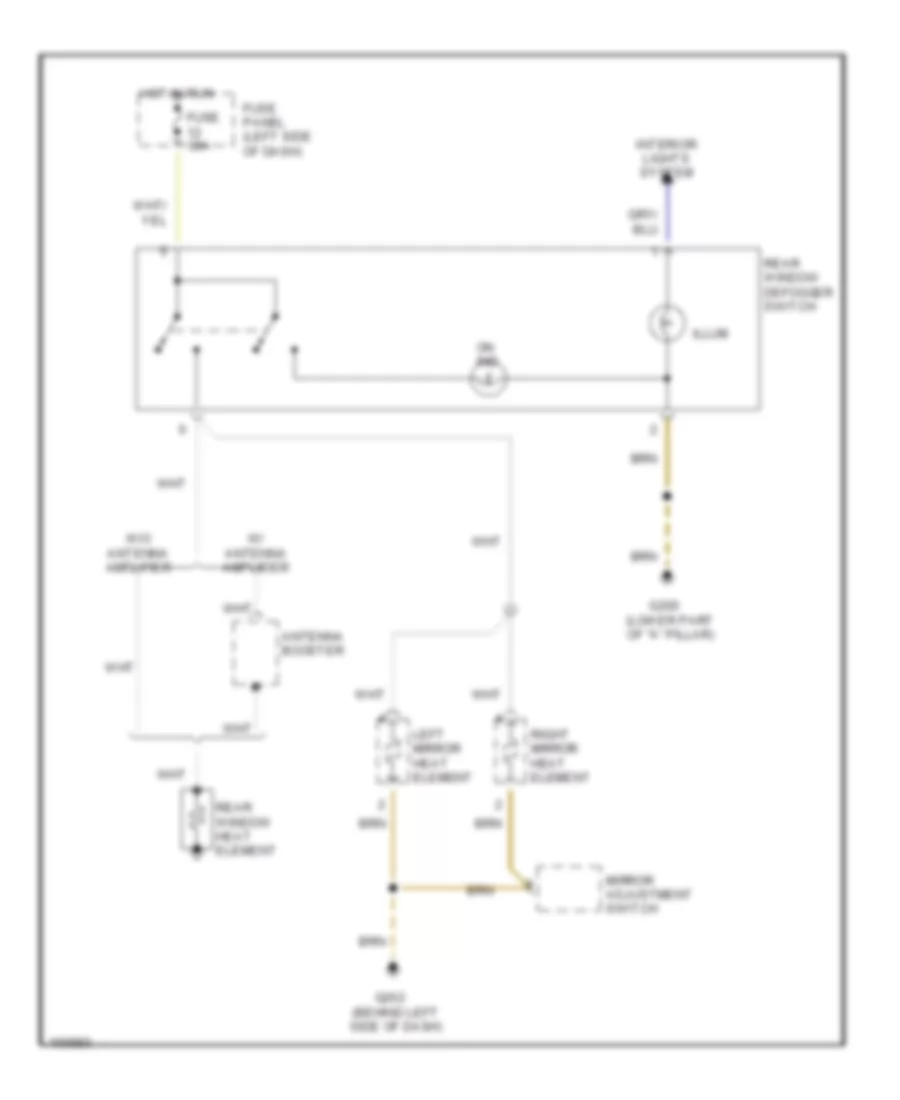 Defoggers Wiring Diagram Early Production for Audi 100 1992