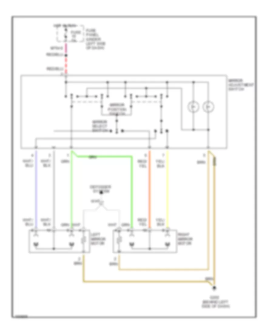 Power Mirrors Wiring Diagram for Audi 100 1992