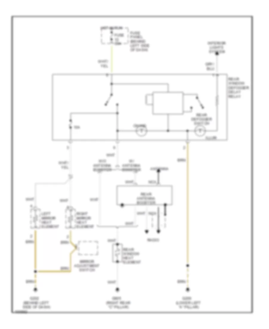 Defoggers Wiring Diagram Late Production for Audi 100 S 1992